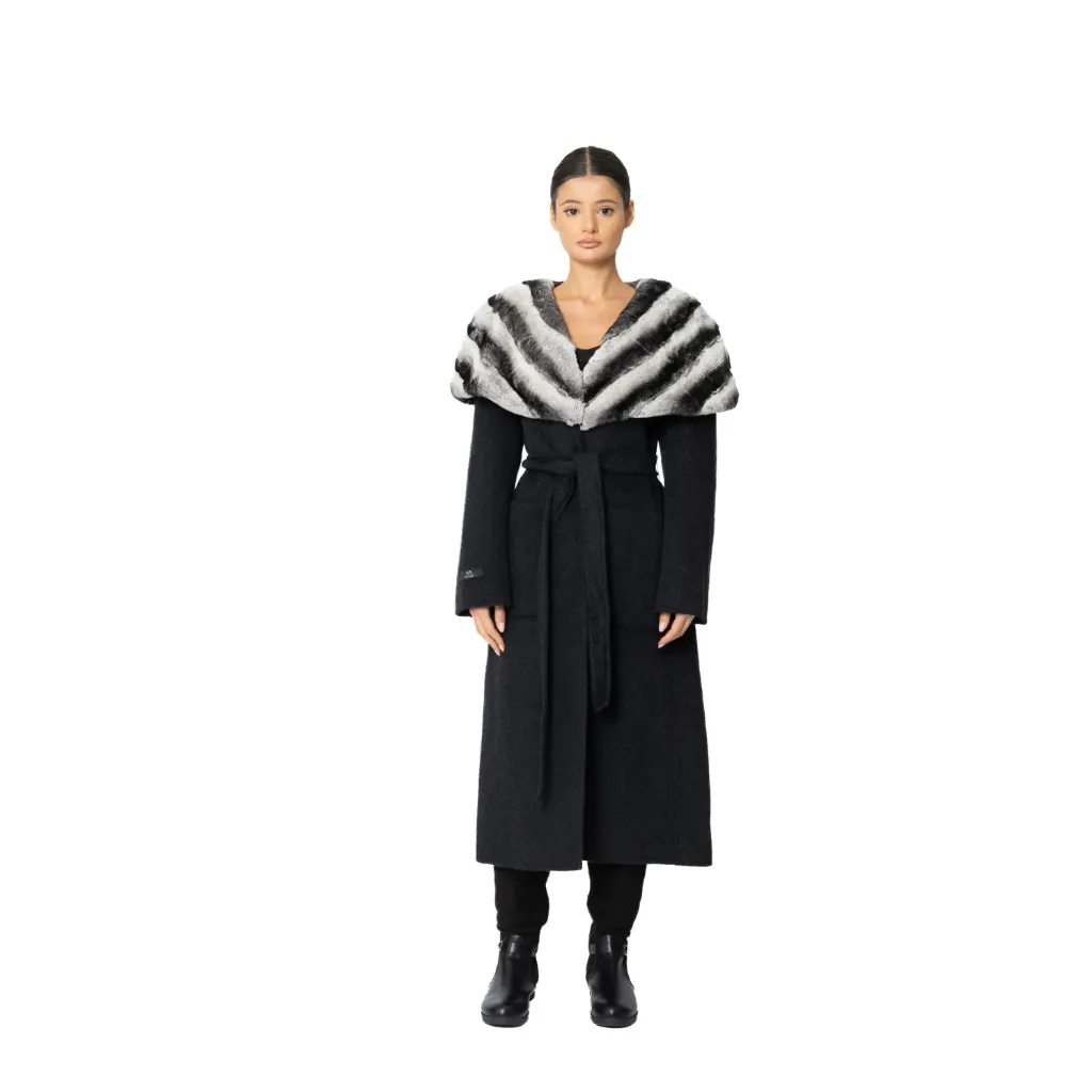 Cashmere with Wool and Rex Rabbit Fur - Cape Style 115cm