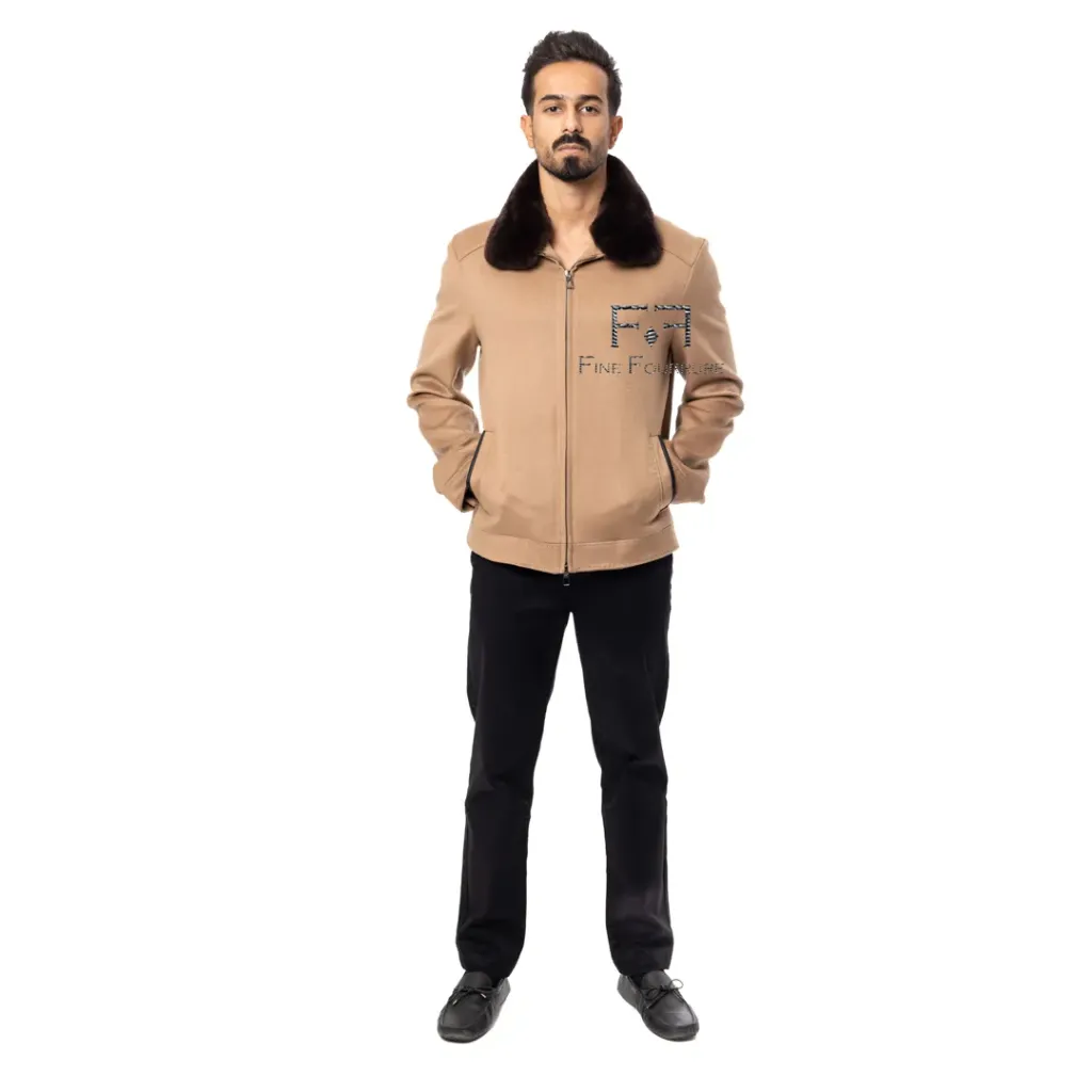Fabric Jacket With Cotton Lining And High Neck With Rex Rabbit - 0108
