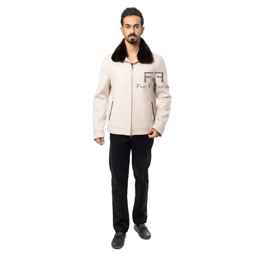 Fabric Jacket With Cotton Lining And High Neck With Rex Rabbit - 0108