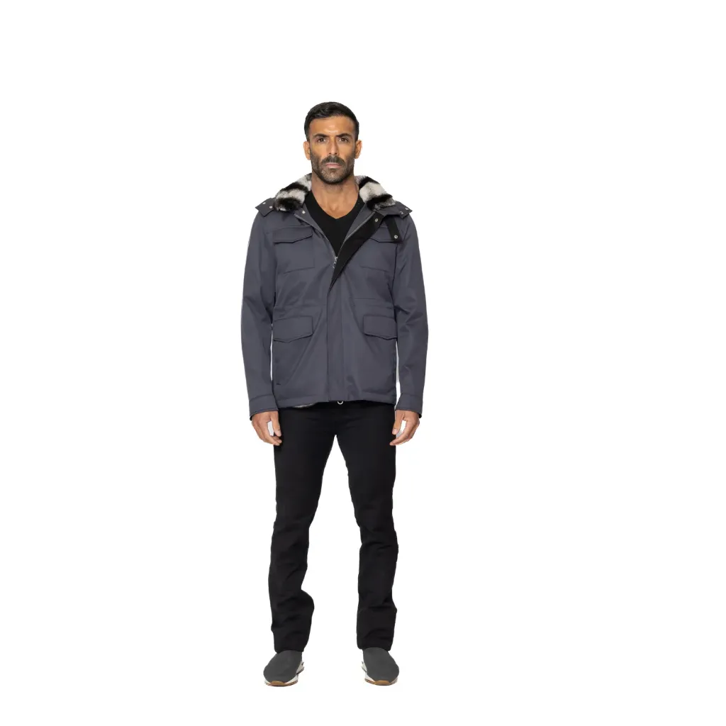 Raincoat Jacket With Fur Rex Rabbit Lining And Hood - 0013