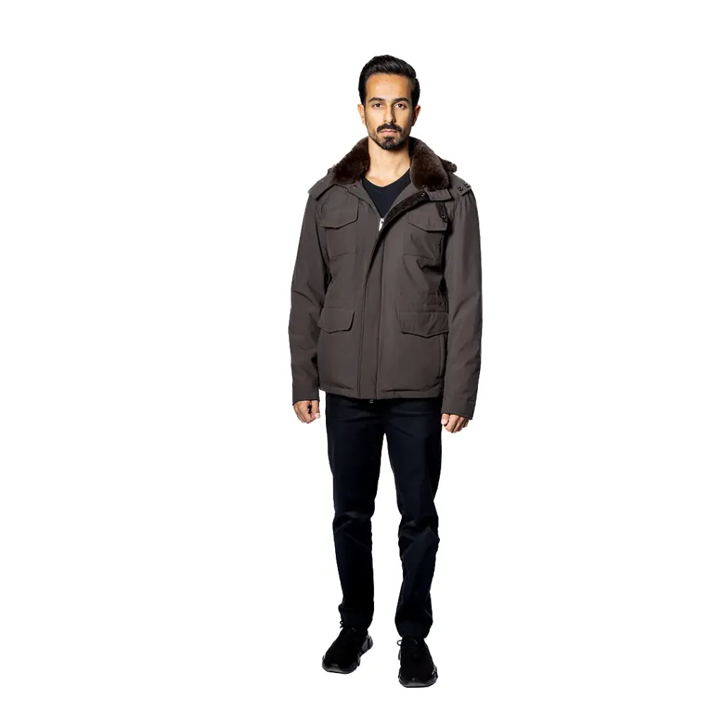 Raincoat Jacket With Fur Rex Rabbit Lining And Hood - 0013