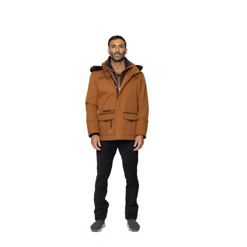 Raincoat Jacket With Cotton Lining And Rex Rabbit Hood - 027A
