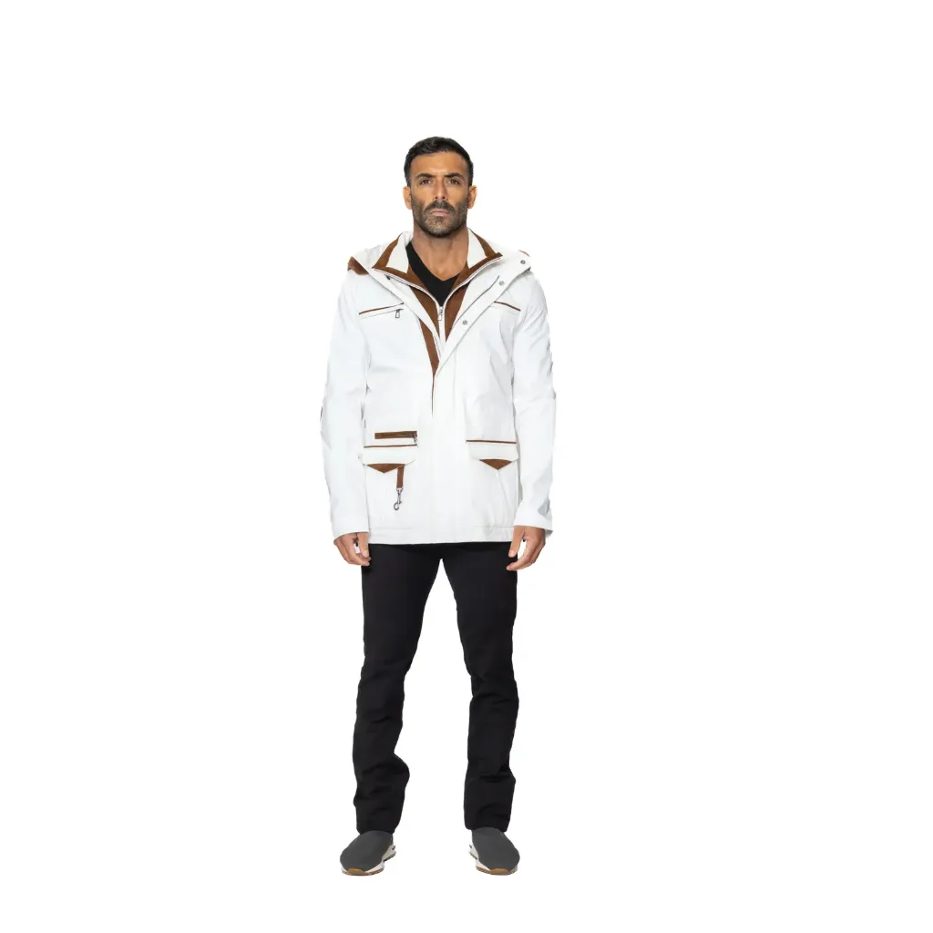 Raincoat Jacket With Cotton Lining And Rex Rabbit Hood - 027A