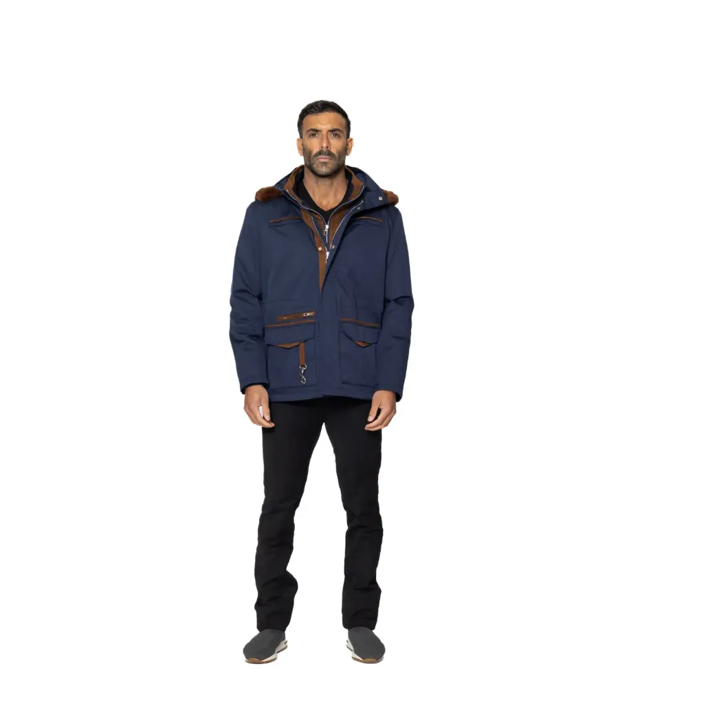 [5003208] Raincoat Jacket With Cotton Lining And Rex Rabbit Hood - 027A (BLUE RV, XS)