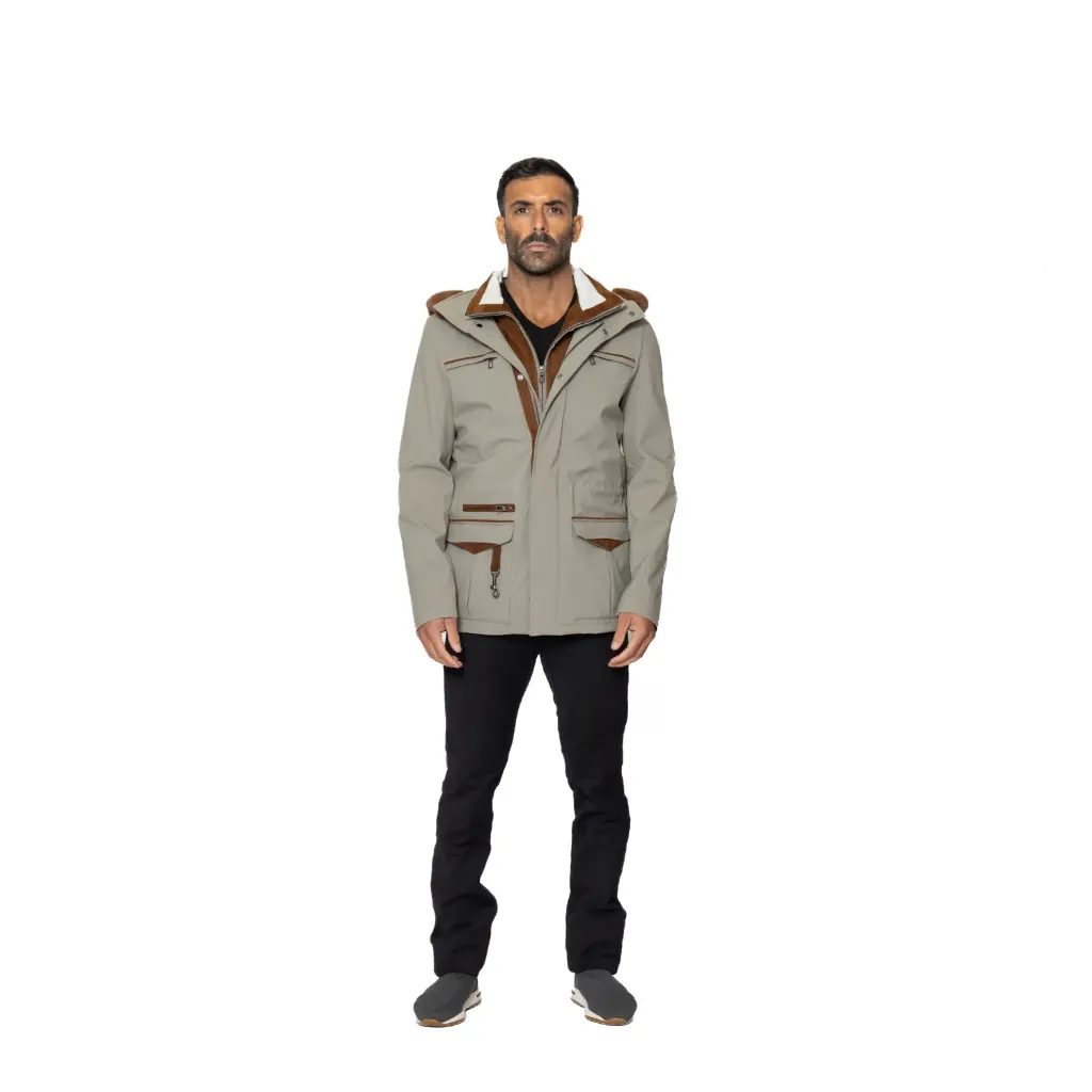 Raincoat Jacket With Cotton Lining And Rex Rabbit Hood - 027A