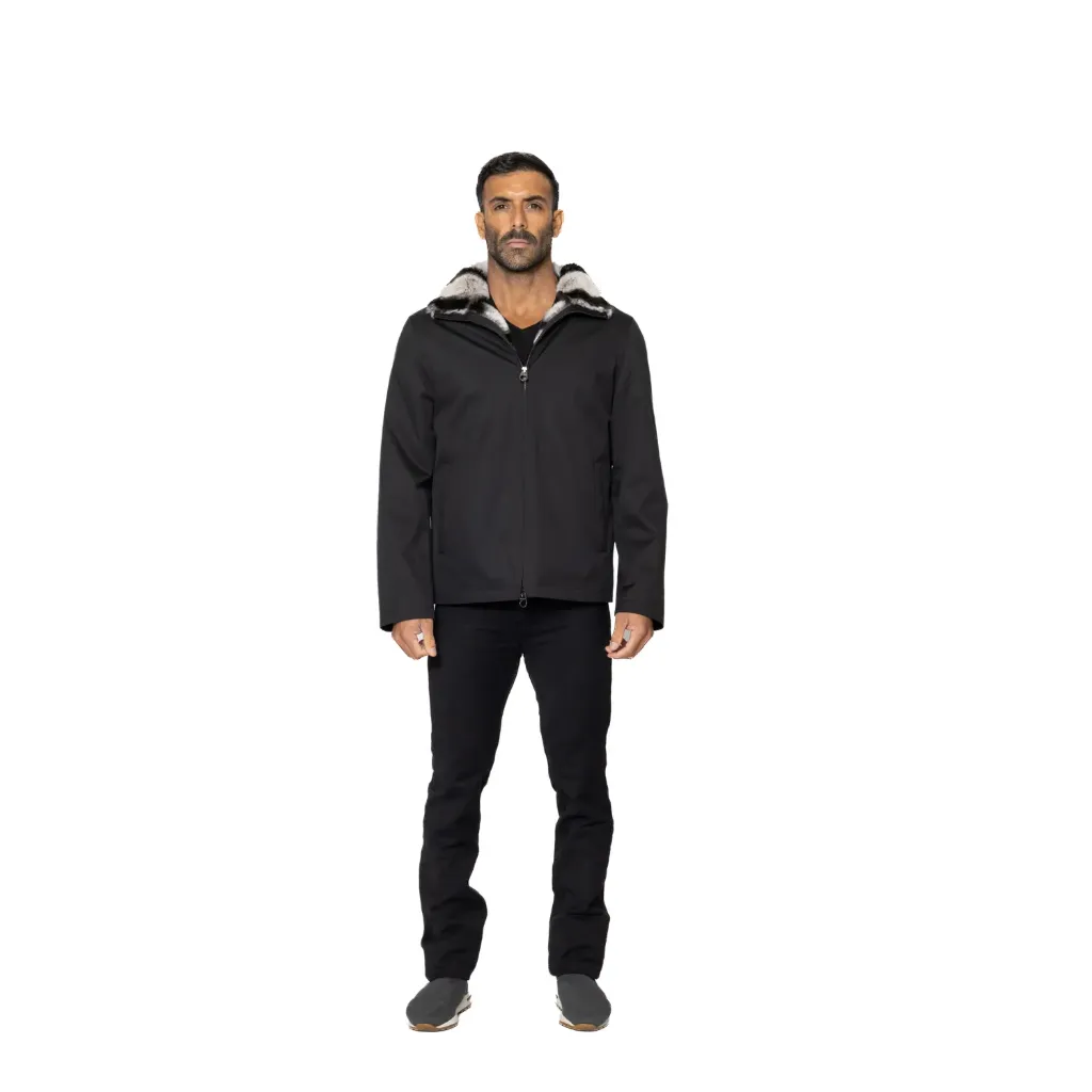 [5003656] جاكيت مطري مع فرو الارنب  (BLACK~, S)