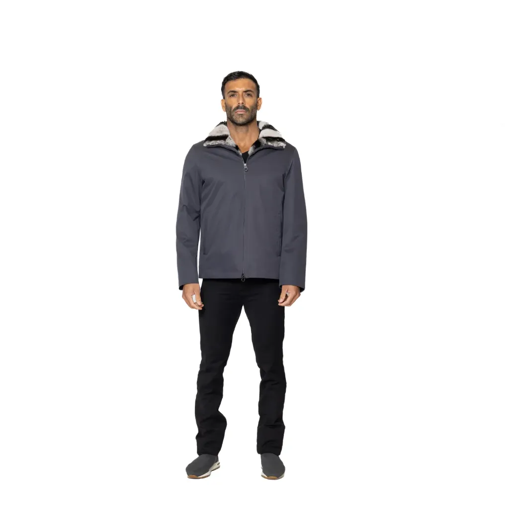 Raincoat Jacket With Rex Rabbit Fur Lining - 017