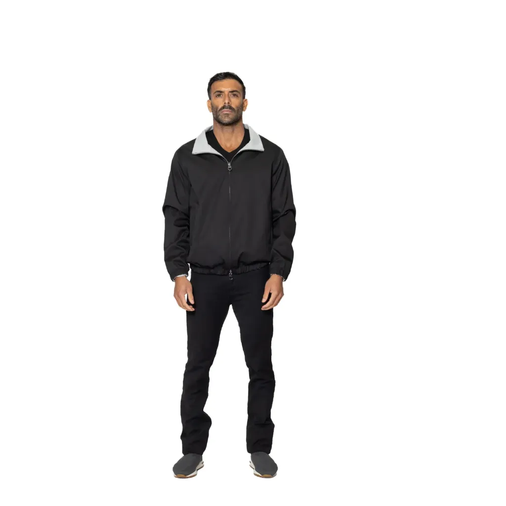 [5003915] جاكيت مطري والبطانه قطن (BLACK-LIGHT GRAY V, XS)