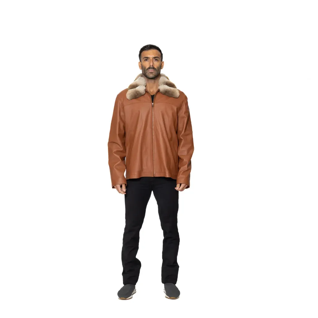 Leather Jacket With Chinchilla Fur - 0118