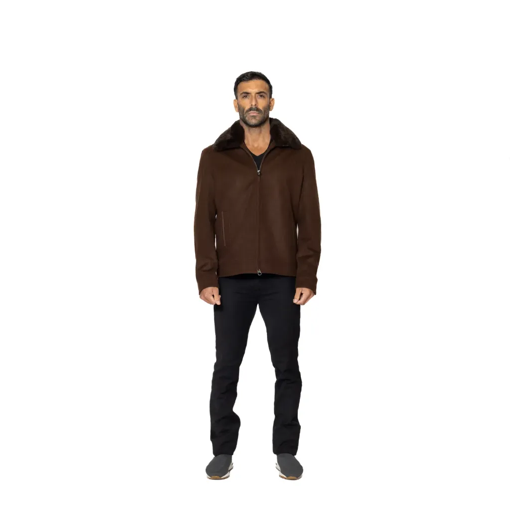 Jacket Cashmere And Wool With Cotton Lining With Rabbit Fur - A - 025