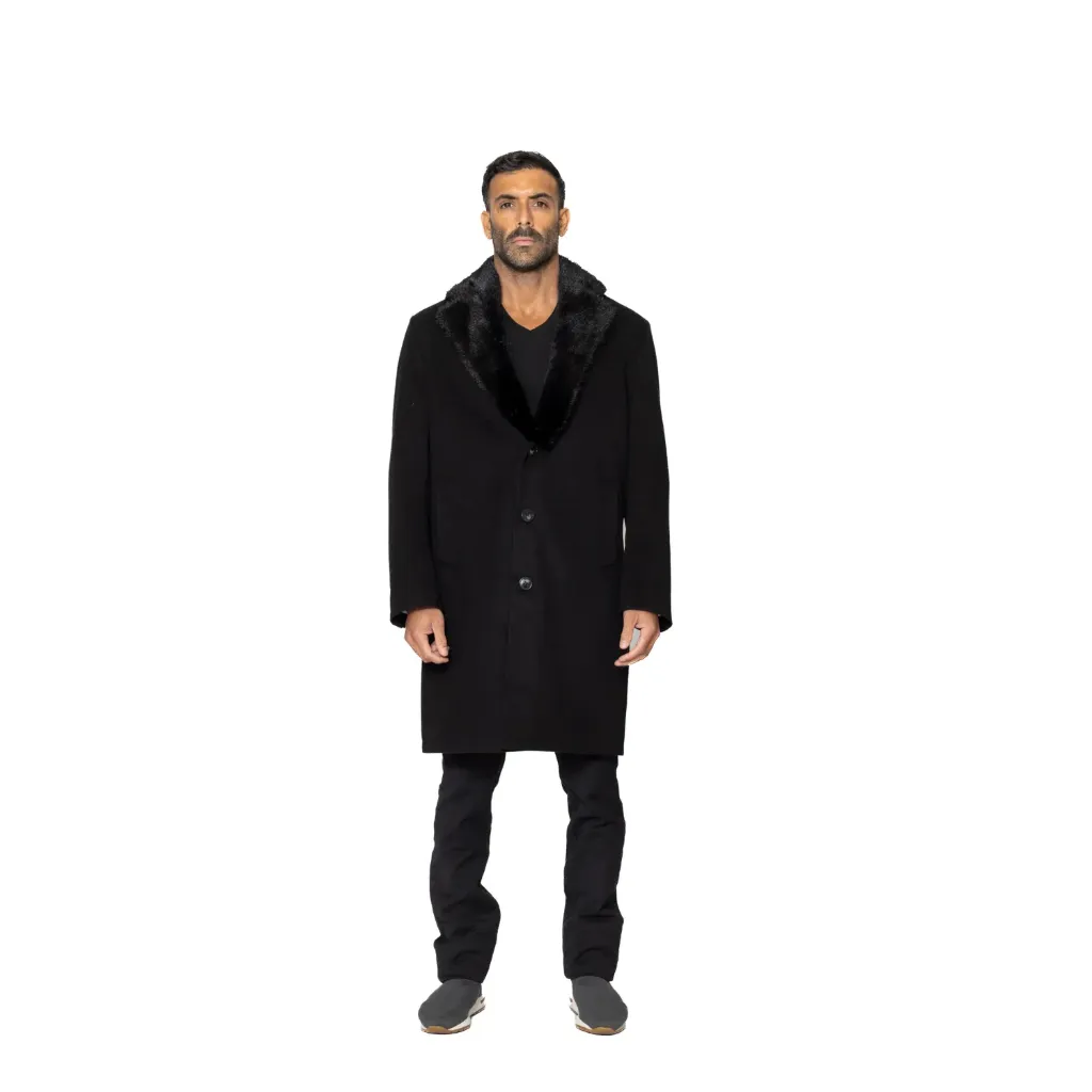 جاكيت كشمير وصوف مع فرو المنك