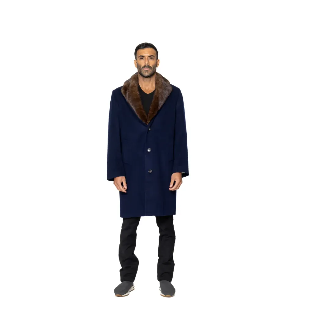 Jacket Cashmere And Wool With Cotton Lining And Mink Fur - A - 021