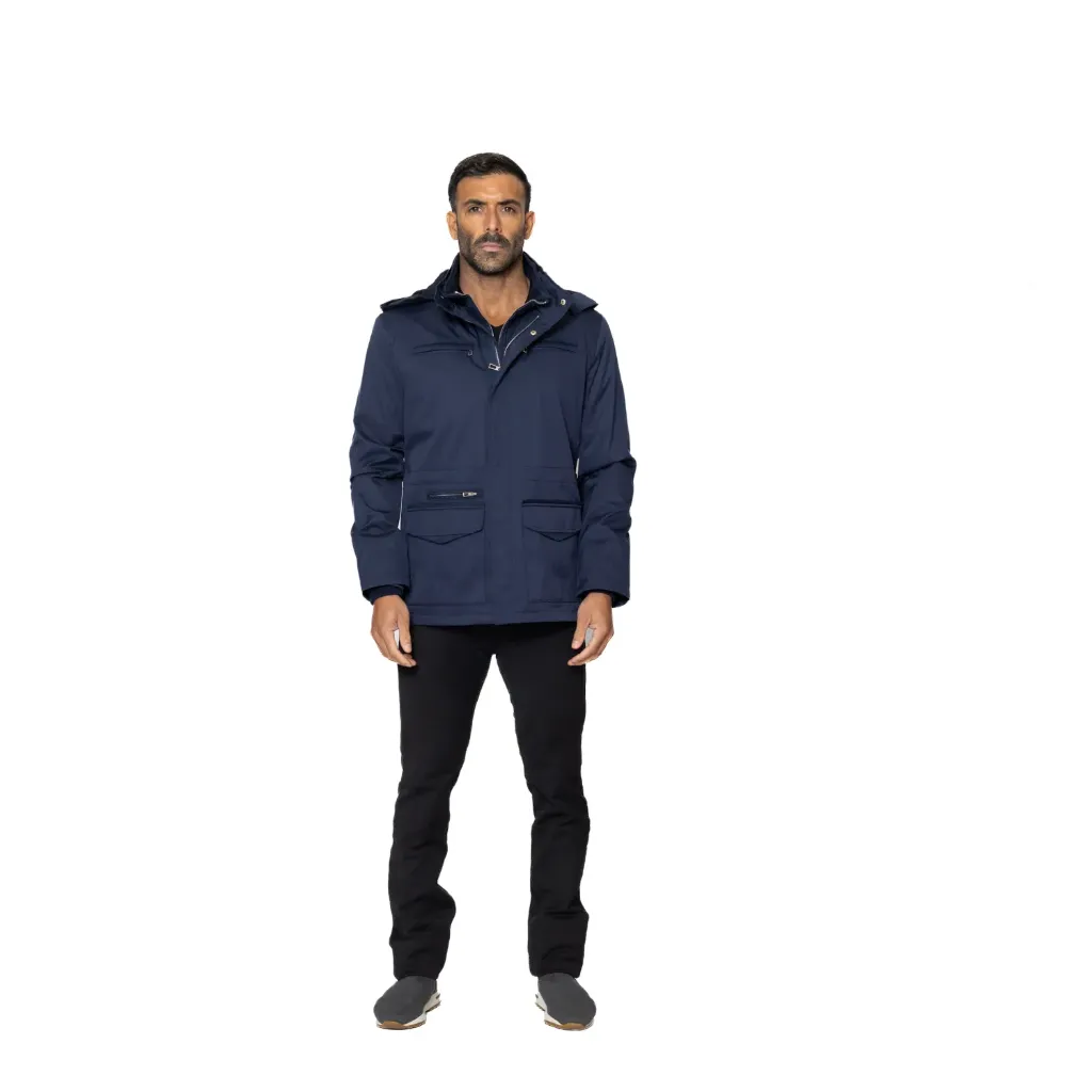 Raincoat Jacket With Cotton Lining And Rex Rabbit Hood - 027B