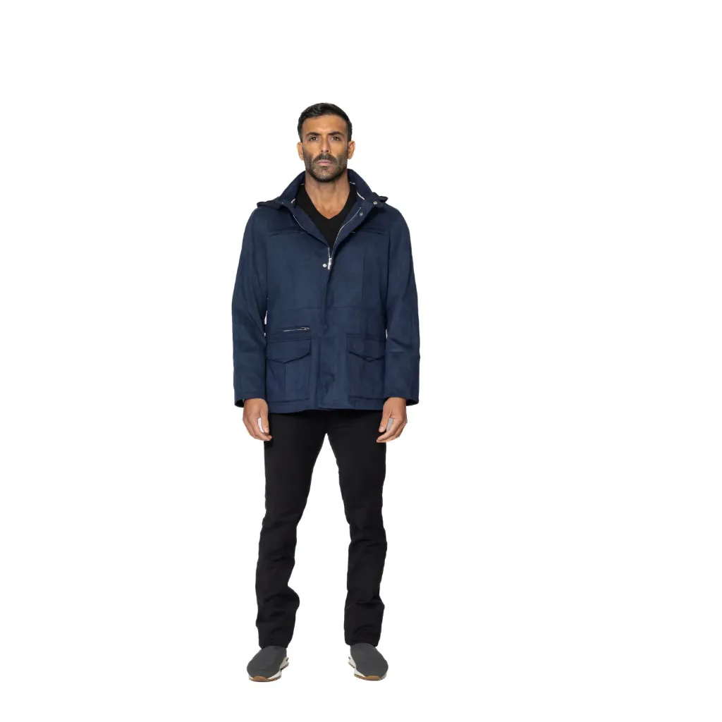 Suede Lamb Jacket With Cotton Lining And Hood - 035